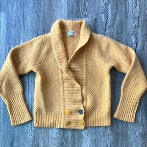 Johnstons of Elgin Cardigan Orange Cashmere Textured Collared Sweater Size Small